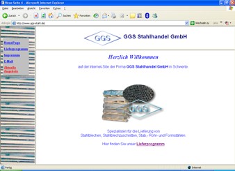 Website der Firma GGS Stahlhandel